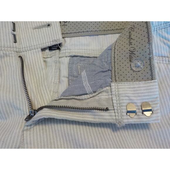 Intro Jonathan Ross Striped Capri Pants Women size 8 Petite Beige White Stretch - Picture 9 of 10